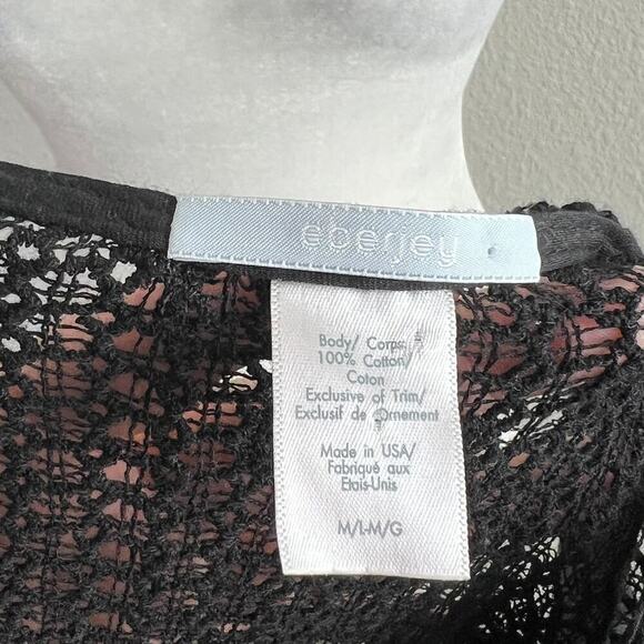 Eberjey Breezy Weave Black Floral Crochet Swim Coverup Women's M Mini Sheer - Picture 7 of 7